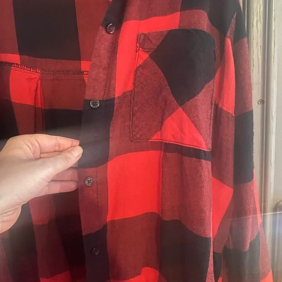 Women’s Red and Black Plaid Button Shirt - Picture 4 of 4